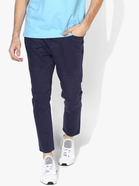 

Navy Blue Solid Mid-Rise Slim Fit Jeans