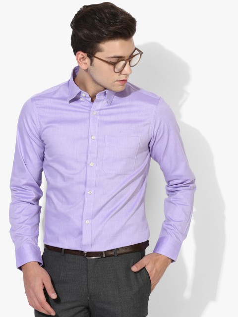 

Purple Solid Regular Fit Formal Shirt, Lavender