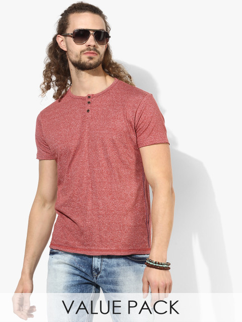 

Multicoloured Printed Henley Neck T-Shirt, Multi