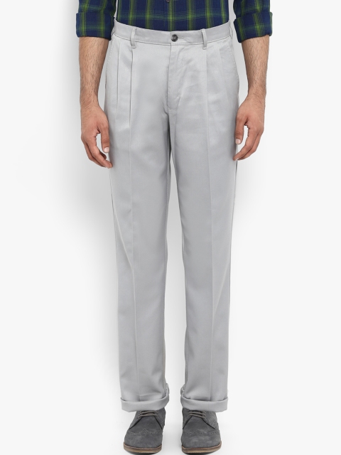 

ColorPlus Men Grey Slim Fit Solid Regular Trousers