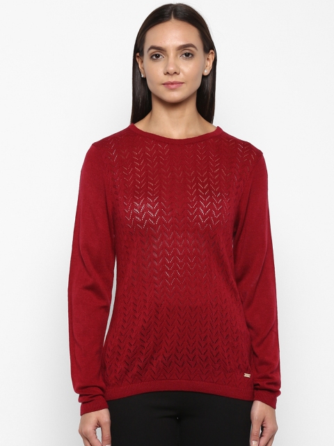 

Park Avenue Women Red Self Design Pullover