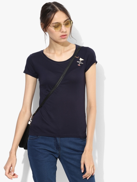 

Madame Women Navy Blue Solid Top
