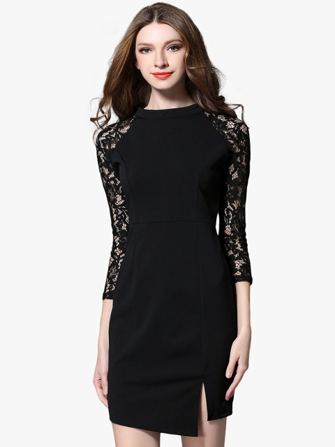 

JC Collection Black Solid Sheath Dress