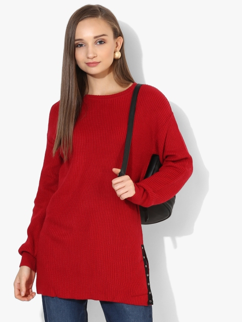 

Red Self Design Sweater