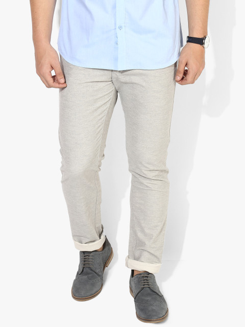 

Grey Self Design Slim Fit Chinos