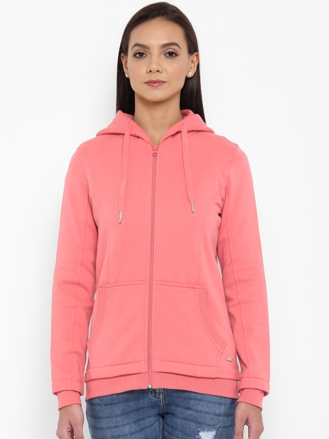 

Park Avenue Women Peach-Coloured Solid Hooded Sweatshirt
