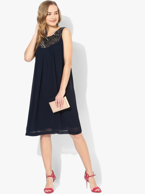 

Navy Blue Embellished Shift Dress