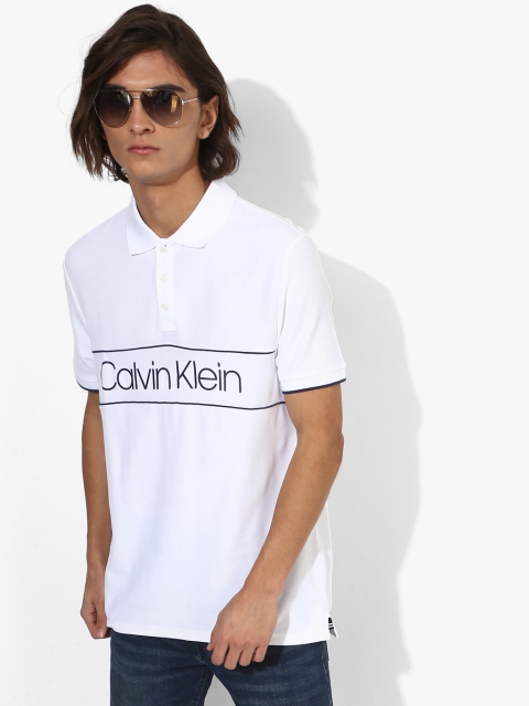 

White Printed Slim Fit Polo T-Shirt