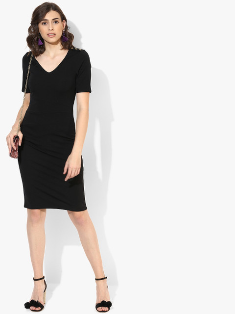 

Black Coloured Solid Bodycon Dress