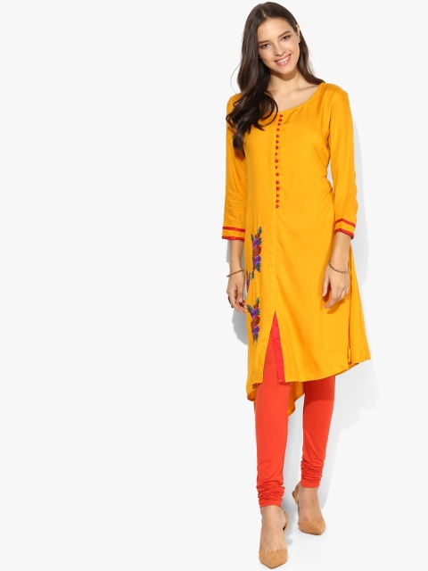 

Mustard Embroidered Kurta