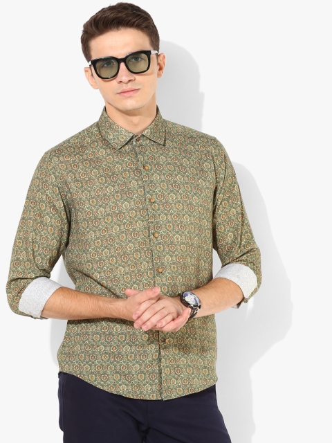 

Green Printed Slim Fit Casual Shirt