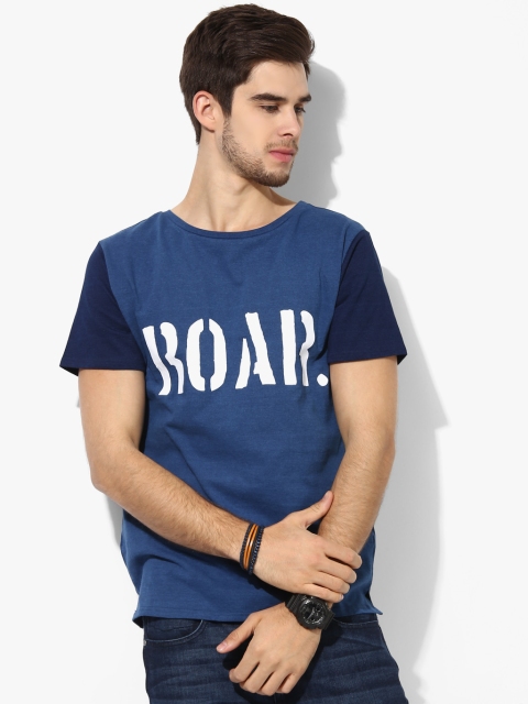 

Blue Printed Round Neck T-Shirt