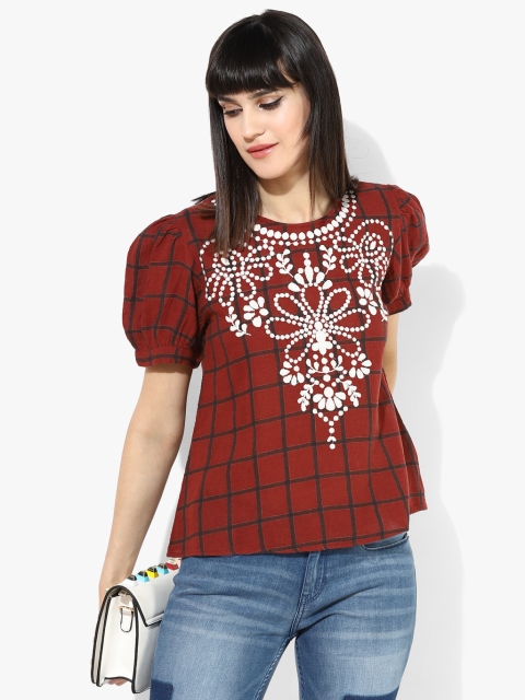

Maroon Checked Blouse