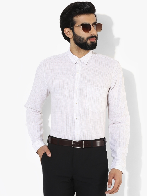 

Off White Checked Slim Fit Formal Shirt