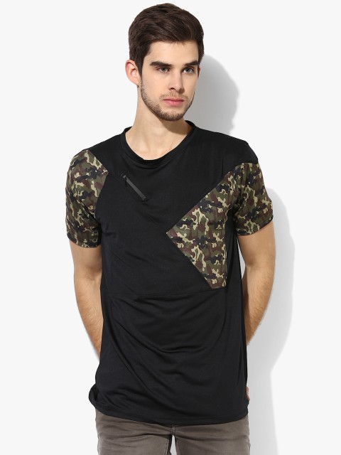 

Black Printed Round Neck T-Shirt