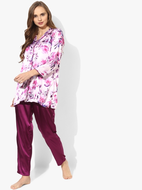 

Sweet Dreams Pink & Purple Printed Night suit with Satin Finish