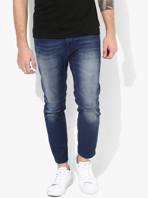 

Navy Blue Washed Low-Rise Slim Fit Jeans