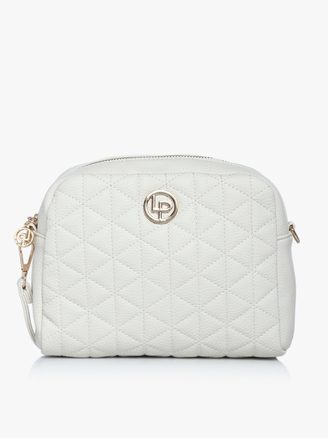 

White Synthetic Leather Sling Bag