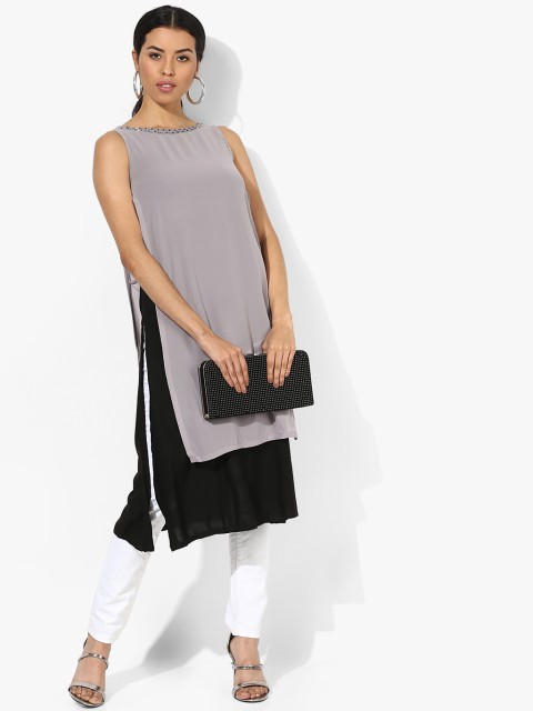 

AND Women Grey & Black Embellished Tunic