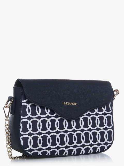 

Sugarush Navy Blue Printed Sling Bag