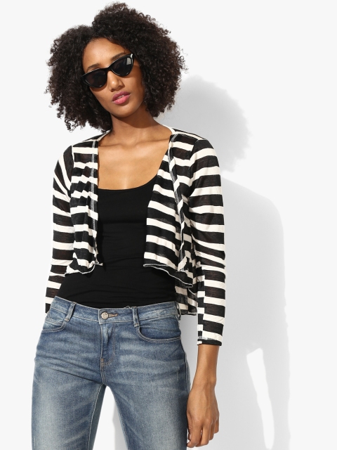 

AND Black Striped Open Front Shrug
