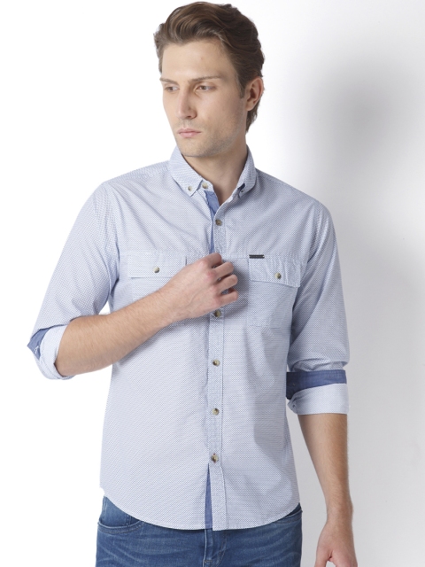 

URBAN SCOTTISH Men Blue Slim Fit Printed Casual Shirt