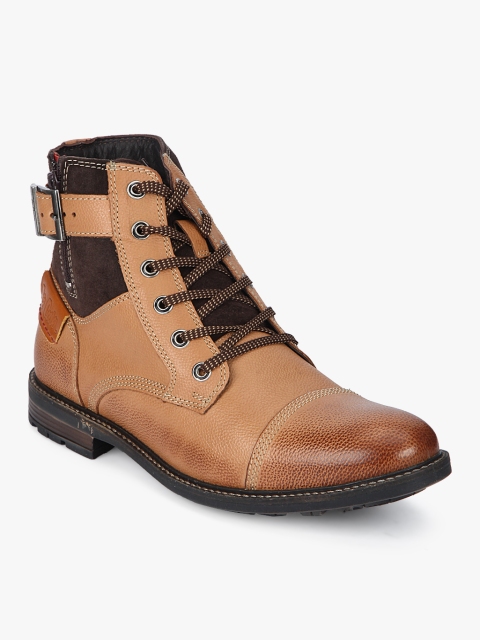 

Lee Cooper Men Tan Leather Flat Boots