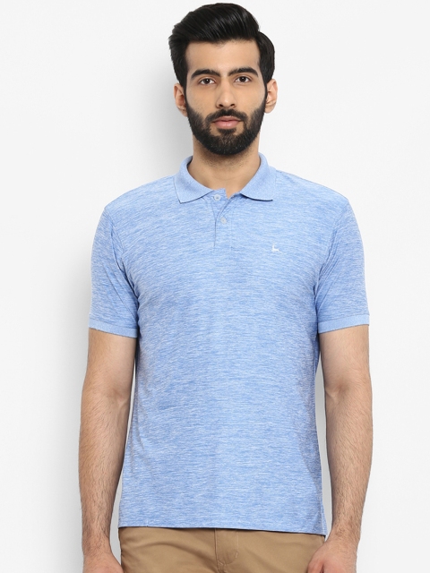 

Parx Men Blue Self Design Polo Collar T-shirt