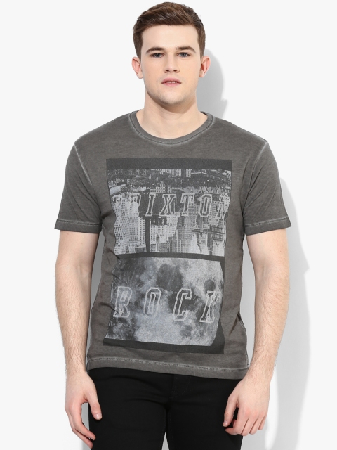 

Grey Printed Slim Fit Round Neck T-Shirt