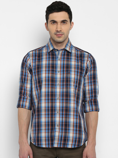 

ColorPlus Men Blue & Black Tailored Fit Checked Casual Shirt