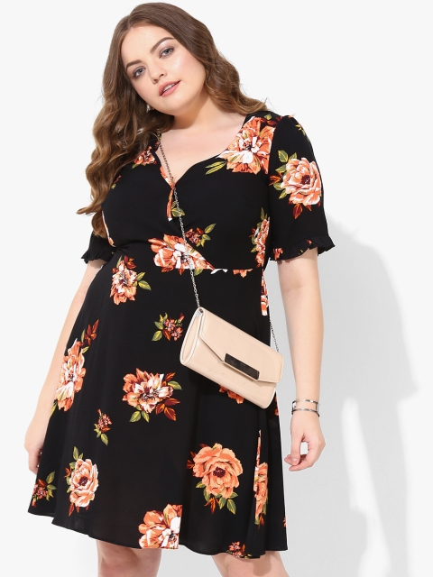 

DOROTHY PERKINS Curve Black Coloured Printed Shift Dress