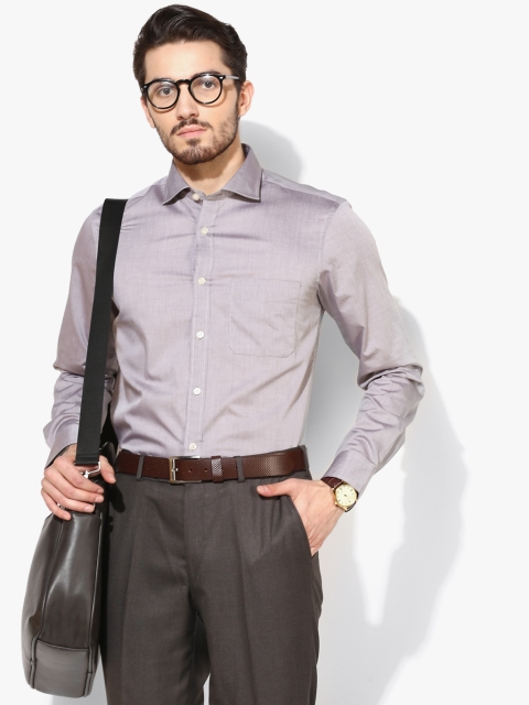 

Grey Solid Regular Fit Formal Shirt