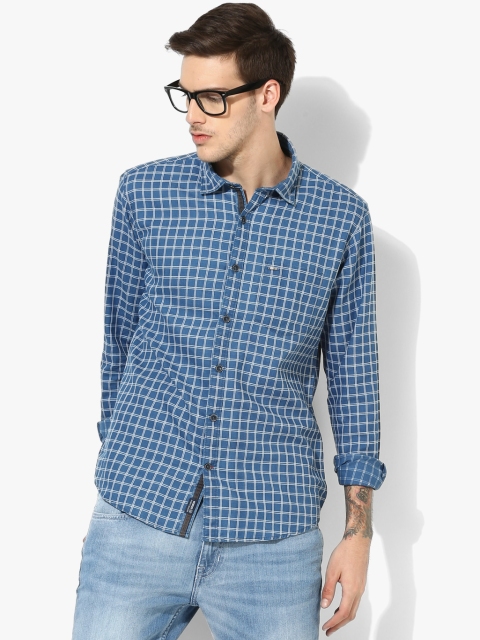 

Blue Checked Slim Fit Casual Shirt