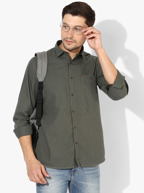 

Green Checked Slim Fit Casual Shirt