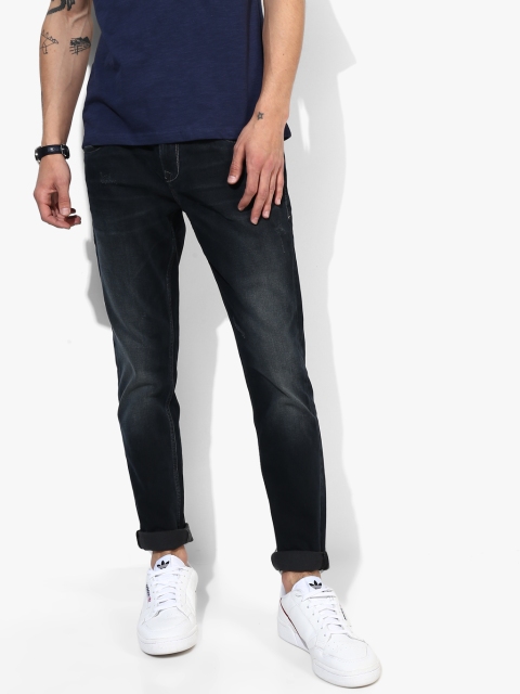 

Navy Blue Washed Mid-Rise Slim Fit Jeans