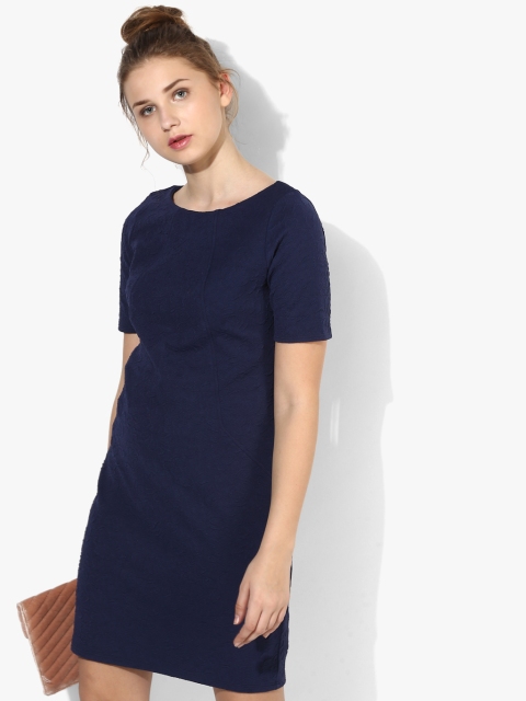 

Navy Blue Coloured Self Pattern Shift Dress