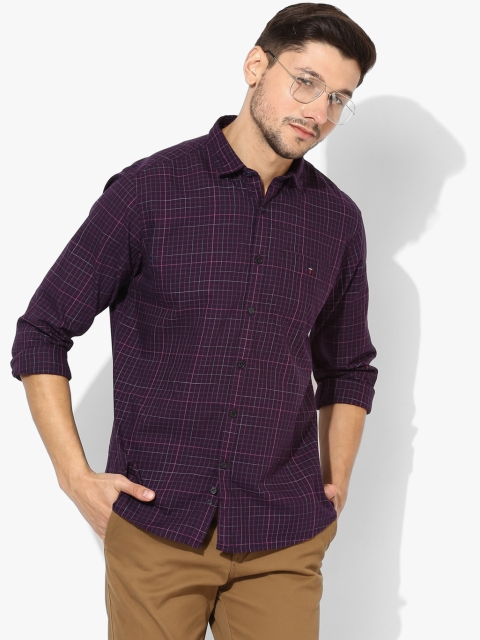 

Purple Checked Slim Fit Casual Shirt