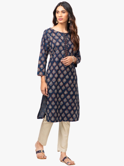 

Navy Blue Printed Kurta