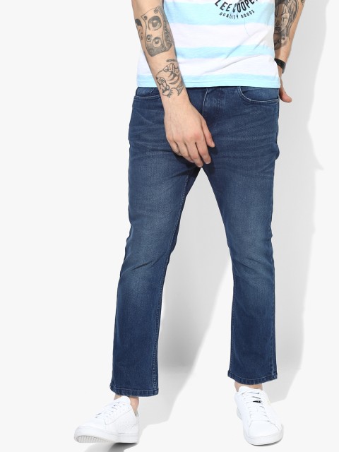 

Blue Washed Low Rise Regular Fit Jeans, Navy blue