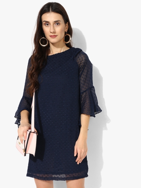 

Navy Blue Coloured Self Design Shift Dress