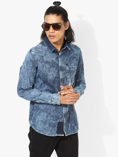 

Blue Washed Slim Fit Casual Shirt