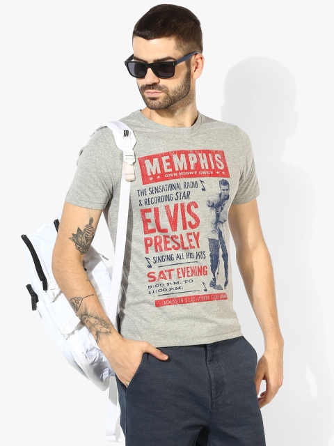 

Grey Printed Regular Fit Round Neck T-Shirt