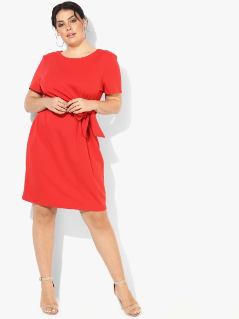 

Red Solid A-Line Dress