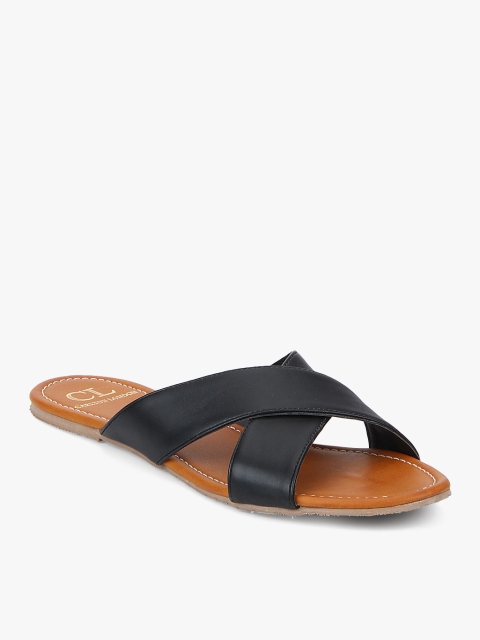 

Black Open Toe Flats