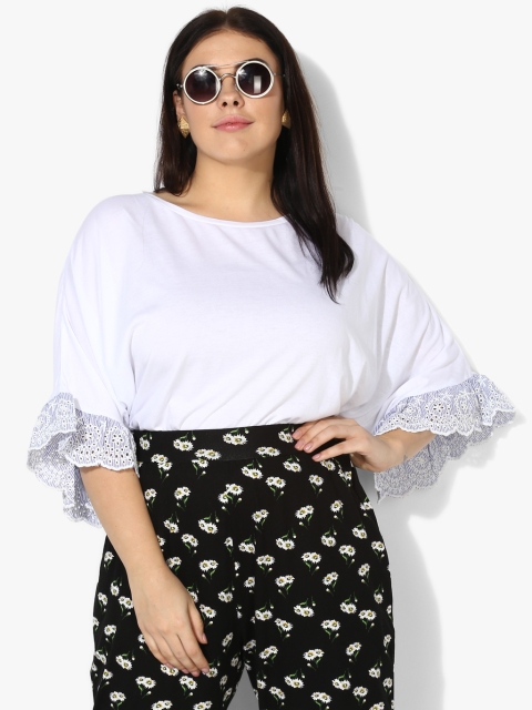 

DOROTHY PERKINS Curve White Self Design Blouse