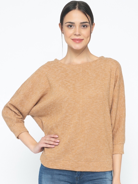 

Gipsy Women Brown Self Design Boxy Top