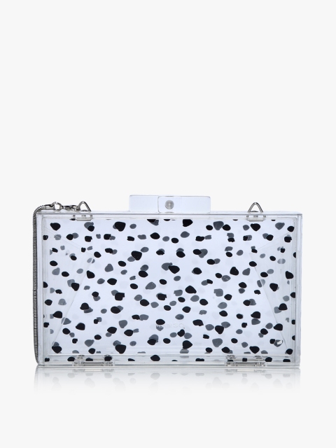 

White Flowers Transparent Box Clutch