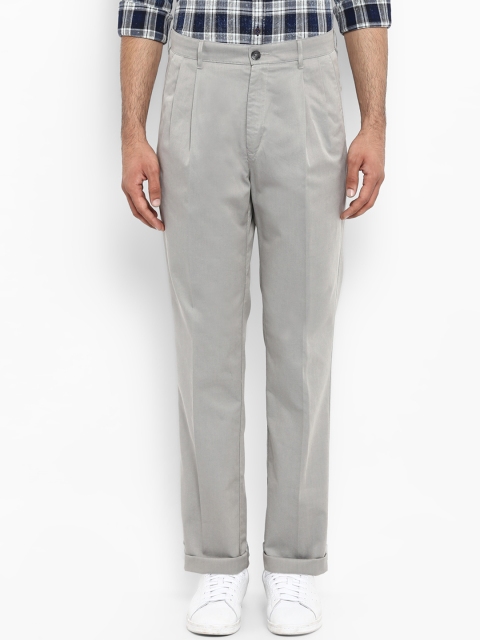 

ColorPlus Men Grey Slim Fit Self Design Regular Trousers