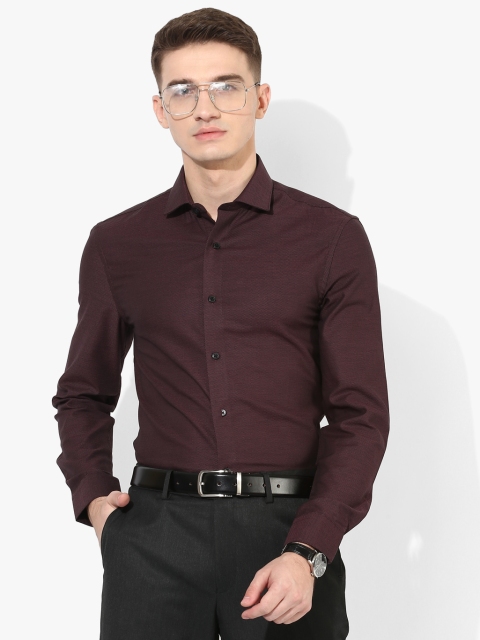 

Maroon Self Design Regular Fit Formal Shirt