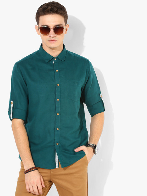 

Green Solid Slim Fit Casual Shirt